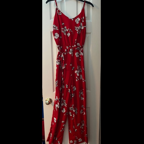 Red Flower Jumpsuit - Picture 1 of 4